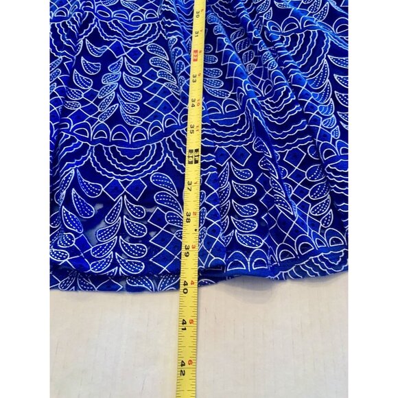 Chris McLaughlin Dress Womens 10 Royal Blue Midi Lace Overlay Flutter Sleeves M - Picture 9 of 13